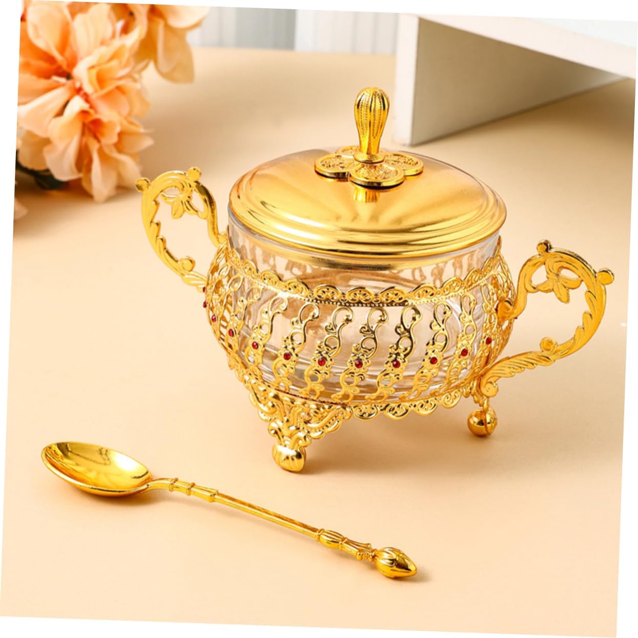 Kitchen Gadgets Gold - Cukiernica z pokrywką i łyżką Złoty
